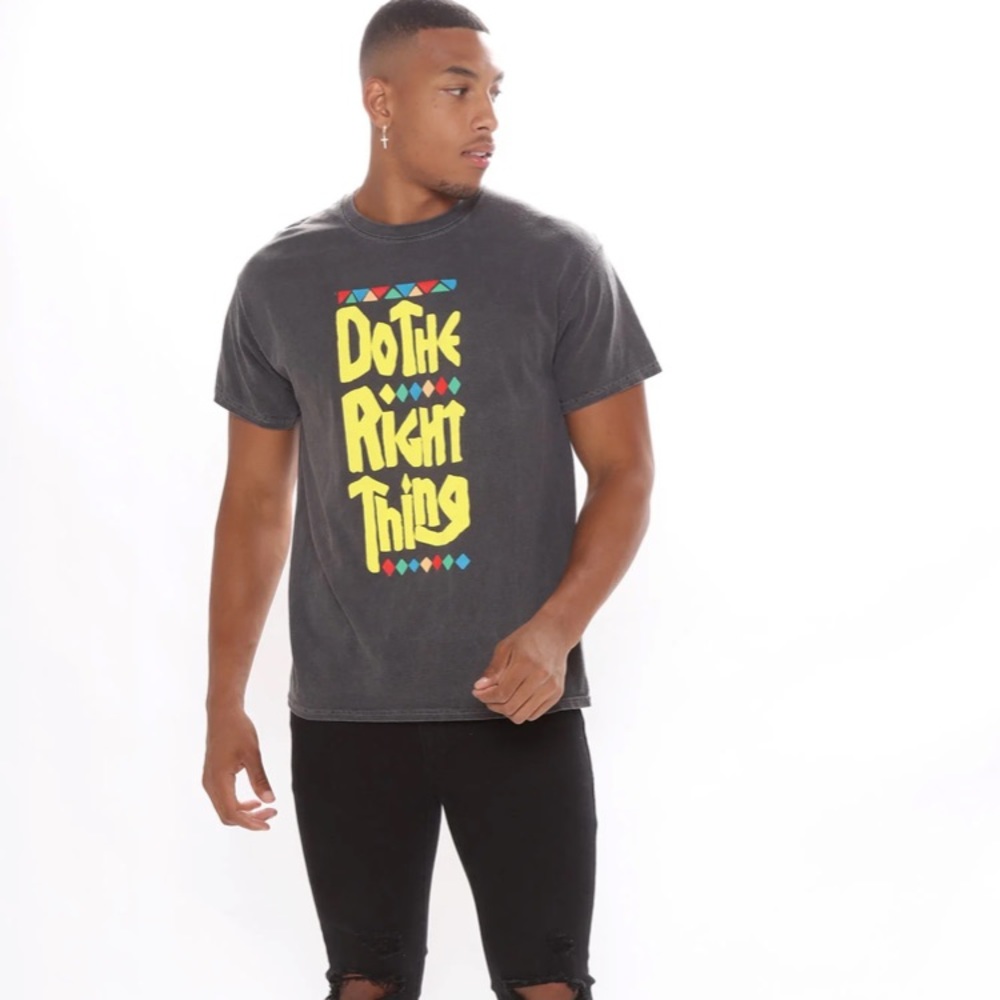 Fashion Nova Do The Right Thing Vintage Wash Short Sleeve Tee - L